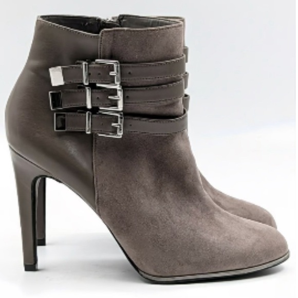 Sam & Libby Women Fabric ankle Heel Grey Buckle Boots size 8 - Picture 6 of 6